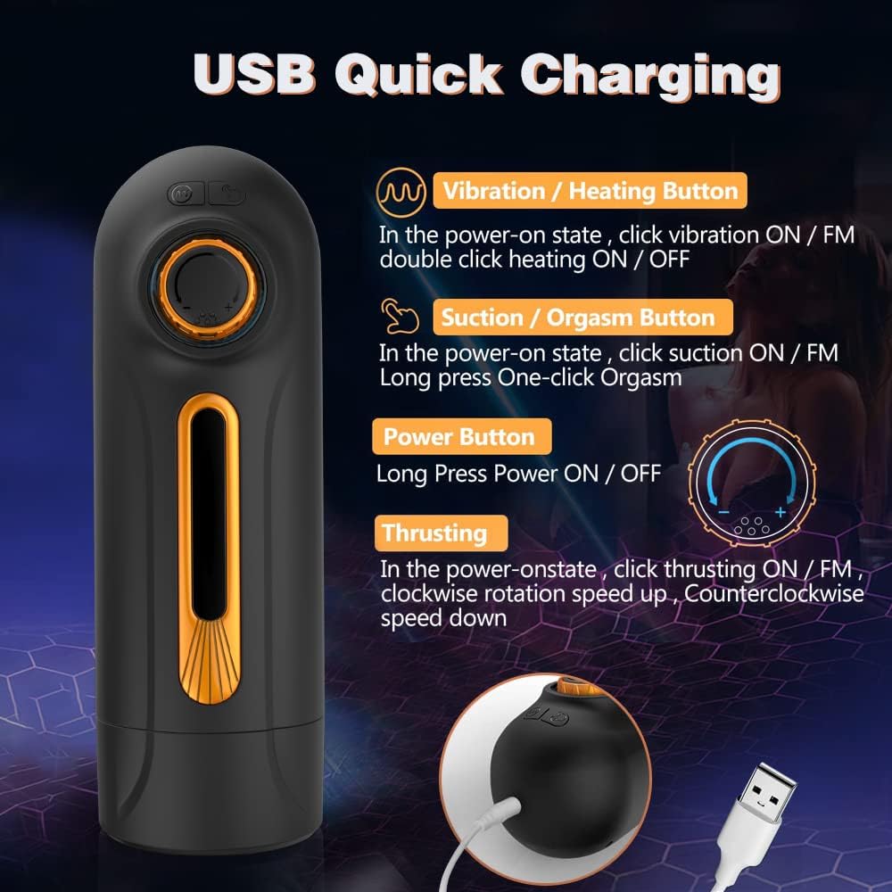 10 Thrusting 10 Vibrating 3 Sucking Heating Male Masturbator