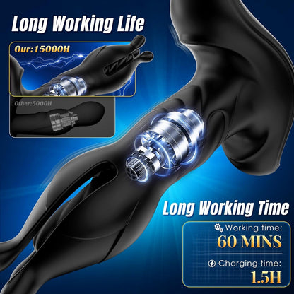 9 Tension Shock Flapping & 9 Thrusting Vibrating Prostate Massager & Uterine Stimulator