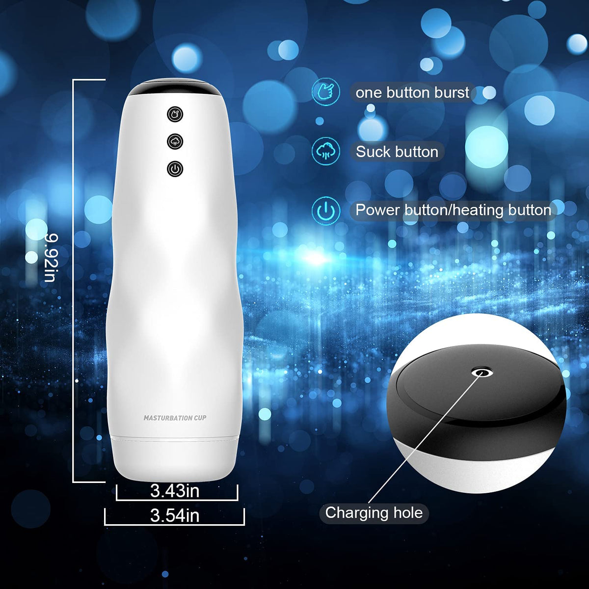 Electric Masturbation Cup Pocket Pussy with Powerful 3 Vacuum Suction 10 Vibration