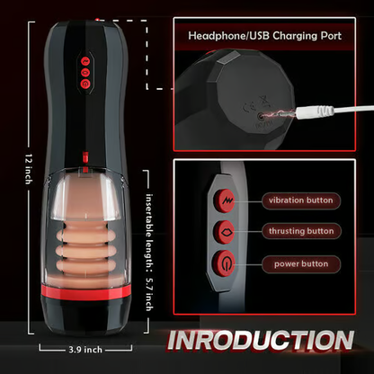 CLIMBER - Lifelike Automatic 5 Thrusting 10 Vibrating Vocable Masturbation Cup